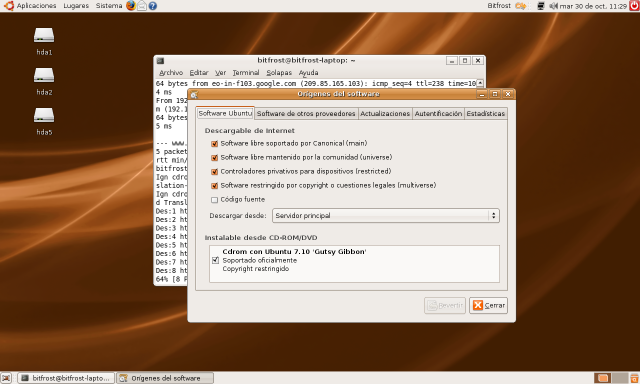 Activando Repositorios de Ubuntu Gusty
